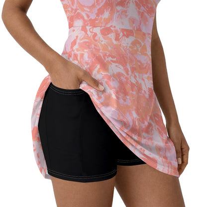 Pink-Dye Tennis Dress With Built‑In Shorts